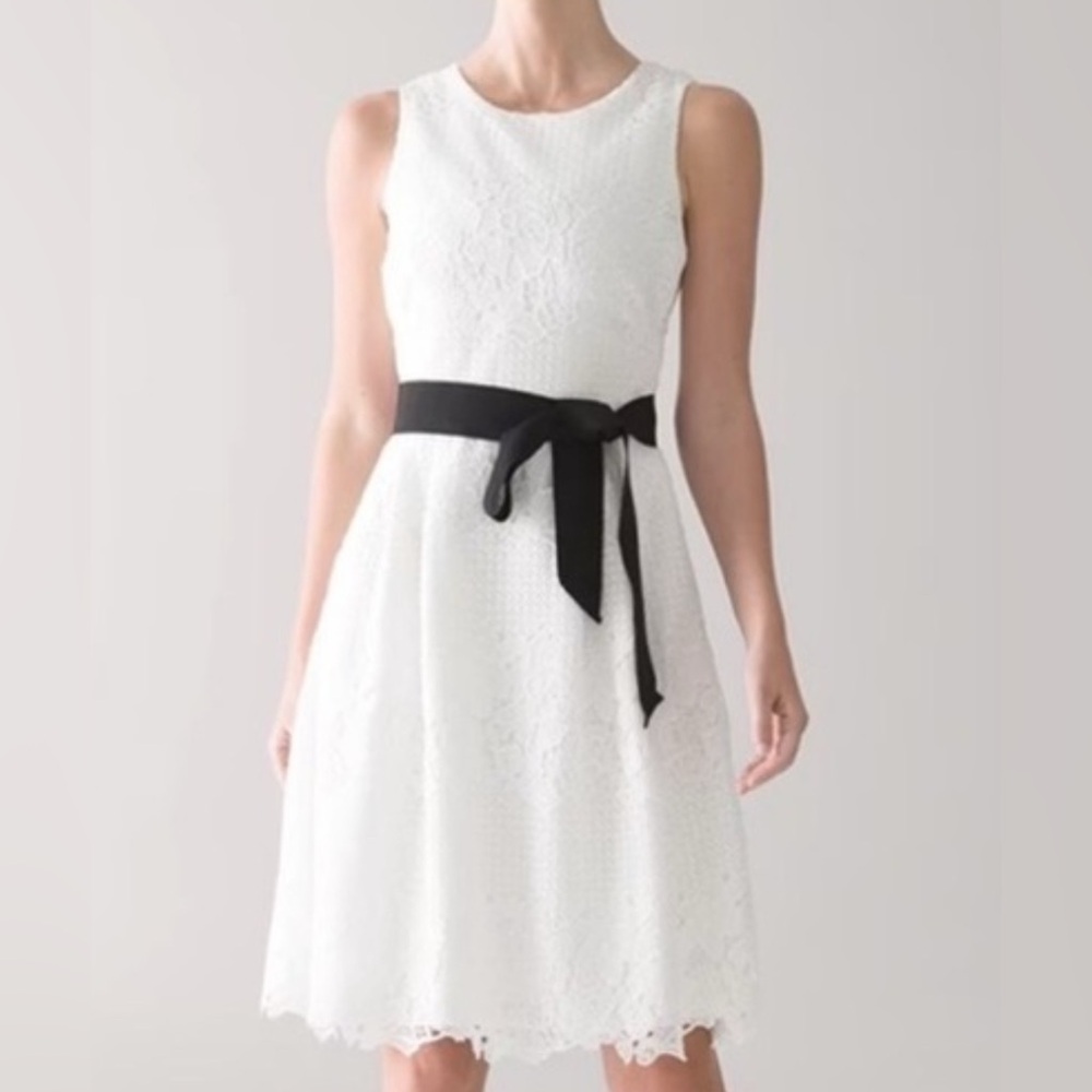 White House Black Market Lace Dress with Black Bow